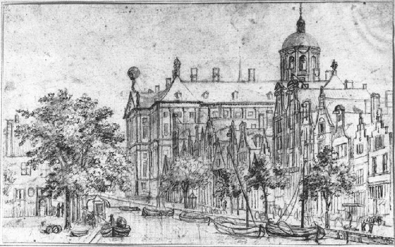BERCKHEYDE, Gerrit Adriaensz. Amsterdam, the Nieuwezijds near the Bloemmarkt ffd France oil painting art